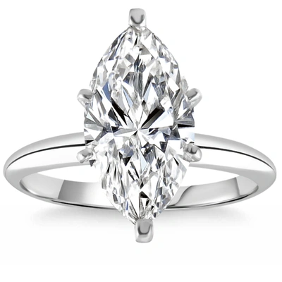 Pompeii3 3.17ct White Gold Certified Lab Grown Marquise Diamond Engagement Ring In Multi