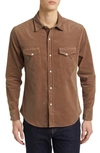 Goodlife Stretch Corduroy Snap Front Shirt In Timber