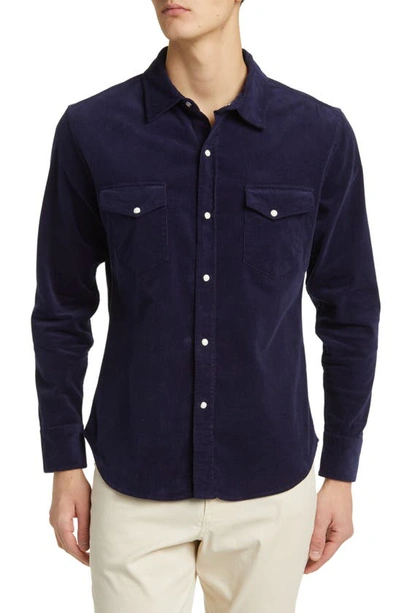 Goodlife Stretch Corduroy Snap Front Shirt In Midnight