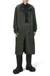 Rains Waterproof Hooded Long Jacket In Green