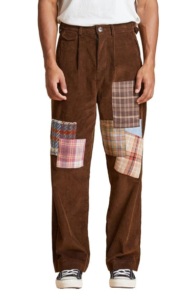 Found Patchwork Detail Corduroy Trousers In Brown