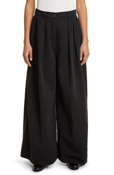 The Row Criselle Pleated Wide Leg Jeans In Black Blk