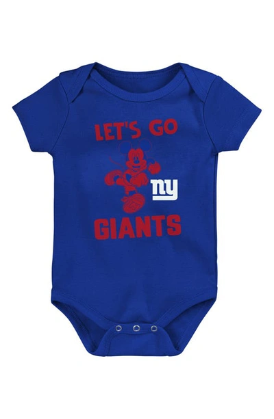 Nfl Babies' X Disney Mickey Mouse Countdown New York Giants Cotton Bodysuit In Royal