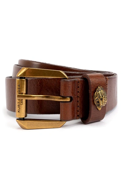 Kurt Geiger Kensington Leather Belt In Brown