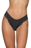 Skims Fits Everybody Lace Trim Cheeky Tanga In Onyx