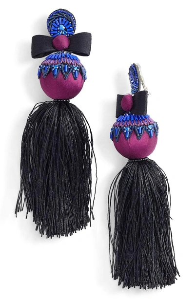 Ranjana Khan Corbin Drop Earrings In Black/ Purple