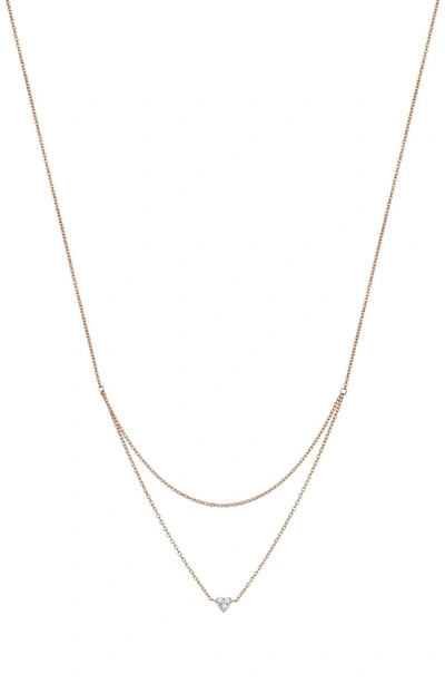 Kismet By Milka Double Layer Diamond Pendant Necklace In Rose Gold