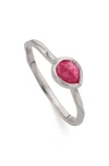 Monica Vinader Siren Small Stacking Ring In Silver/ Pink Quartz