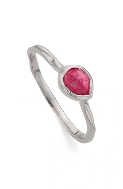 Monica Vinader Siren Small Stacking Ring In Silver/ Pink Quartz