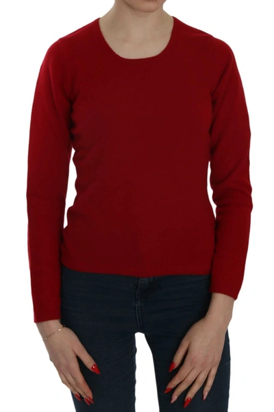 Mila Schön Red Round Neck Pullover Cashmere Women's Sweater