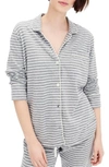 Jcrew Dreamy Stripe Cotton Pajamas In Heather Graphite Ivory