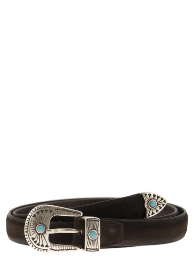 Alberto Luti Leather Belt With Machined Buckle