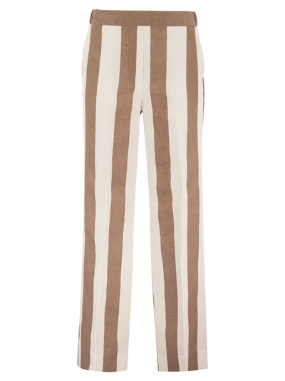 Antonelli Firenze Linen And Viscose Trousers In Brown