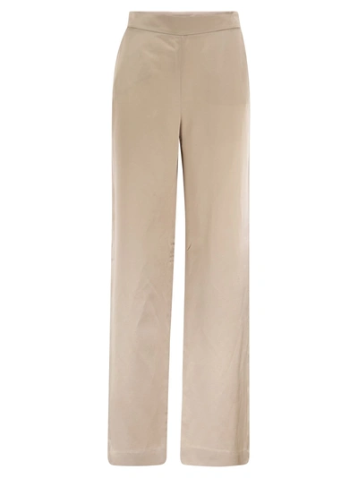 Antonelli Firenze Viscose And Linen Palazzo Trousers In Neutral