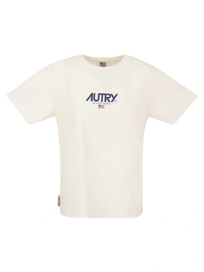 Autry Iconic Cotton Crew Neck T Shirt In White