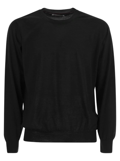Brunello Cucinelli Lightweight Cashmere And Silk Crew Neck Sweater In Black