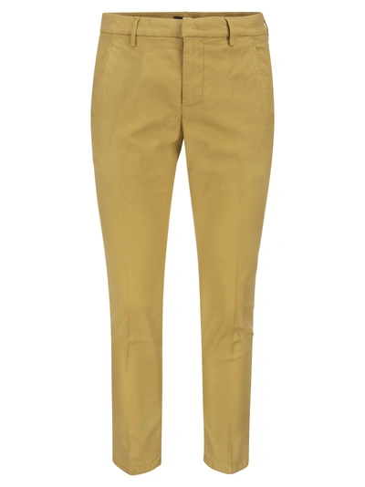 Dondup Alfredo Cotton Slim Fit Trousers In Neutral