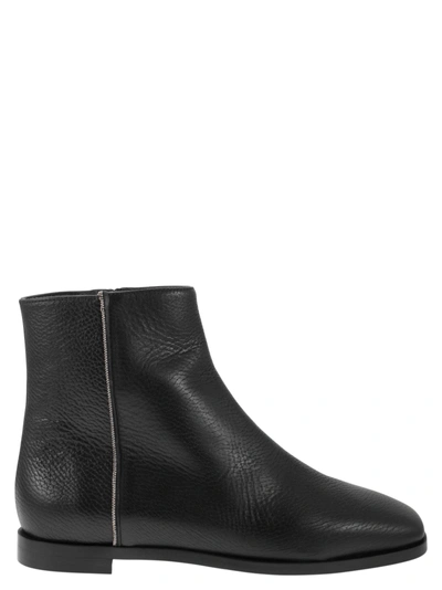 Fabiana Filippi Grained Leather Ankle Boots In Black