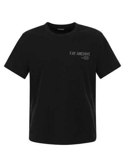 Fay Crew Neck T Shirt With Logo In Black