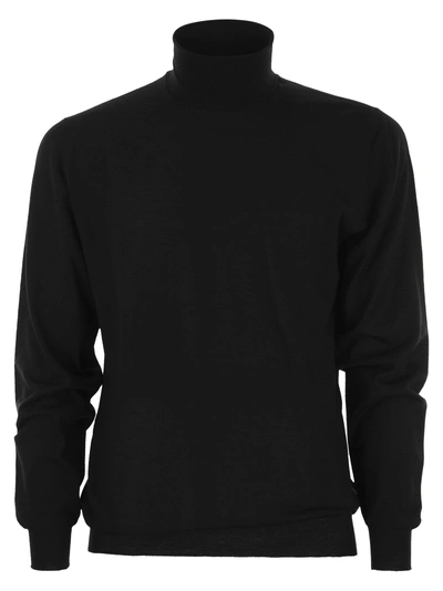 Fedeli Derby Wool Turtleneck Sweater In Black