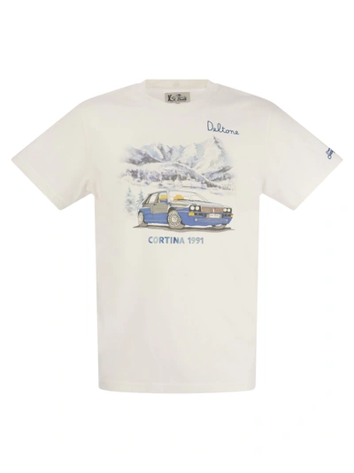 Mc2 Saint Barth Cotton T Shirt With Cortina 1991 Print In White