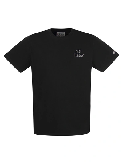 Mc2 Saint Barth Cotton T Shirt With Not Today Print In Black
