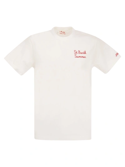 Mc2 Saint Barth Cotton T Shirt With Simpson Print In White