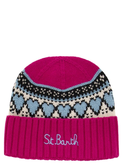 Mc2 Saint Barth Nordic Jacquard Cap In Fuchsia