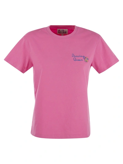 Mc2 Saint Barth T Shirt With Dancing Queen Embroidery On Chest In Pink