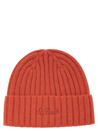 Mc2 Saint Barth Wool Hat With Embroidery In Orange
