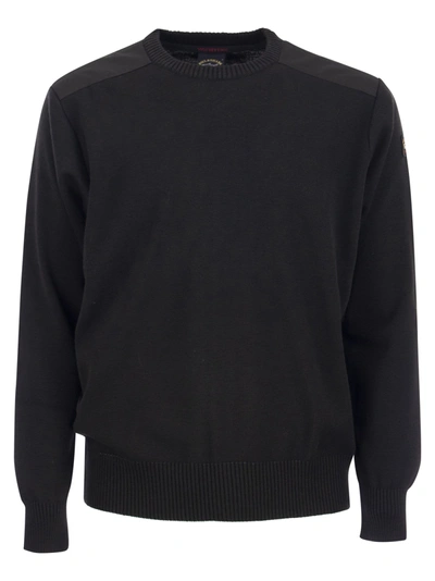 Paul & Shark Wool Crew Neck With Iconic Badge In Black