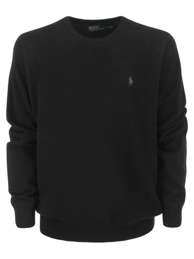Polo Ralph Lauren Crew Neck Wool Sweater In Black