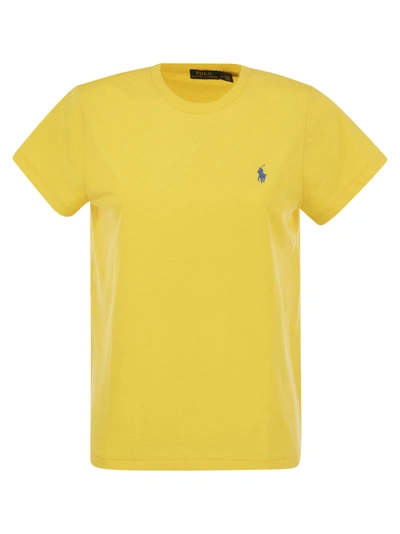 Polo Ralph Lauren Crewneck Cotton T Shirt In Yellow