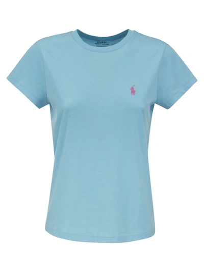 Polo Ralph Lauren Crewneck Cotton T Shirt In Light Blue