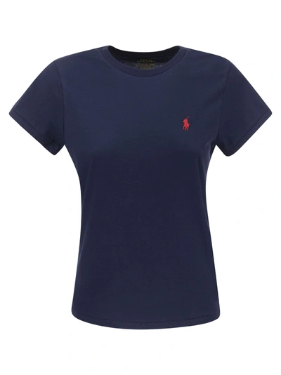 Polo Ralph Lauren Crewneck Cotton T Shirt In Navy Blue