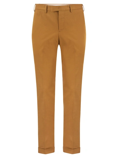 Pt Pantaloni Torino Master Fit Cotton Trousers In Brown