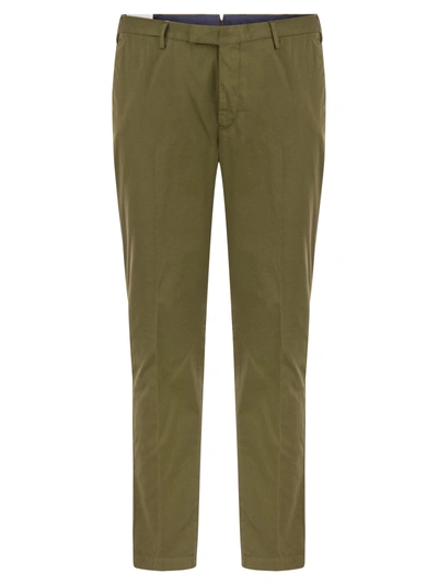Pt Pantaloni Torino Skinny Trousers In Cotton And Silk In Green
