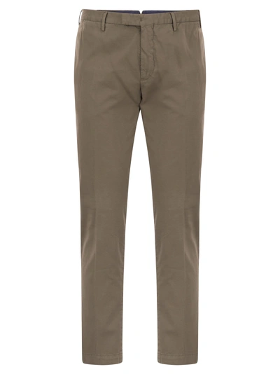 Pt Pantaloni Torino Superslim Trousers In Cotton And Silk In Green