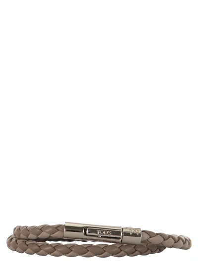 Tod's My Colors 2 Turn Leather Bracelet In Dove Grey