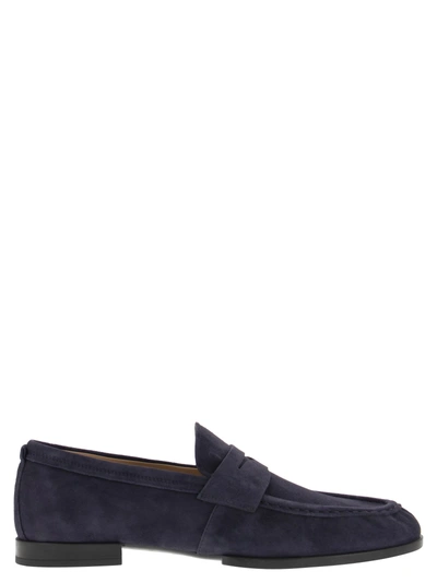 Tod's Suede Leather Moccasin In Blue