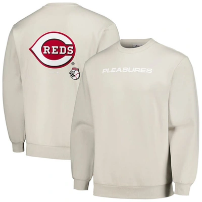 Pleasures Grey Cincinnati Reds Ballpark Pullover Sweatshirt