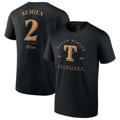 Fanatics Branded Marcus Semien Black Texas Rangers 2023 World Series Champions Name & Number T-shirt
