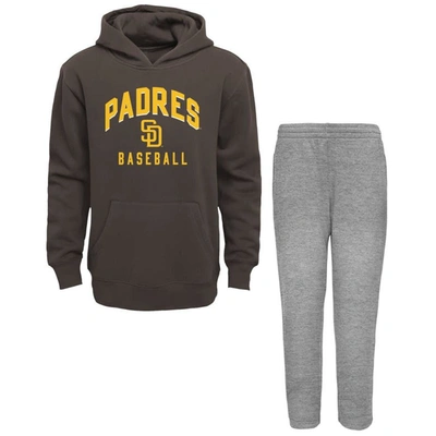 Outerstuff Baby Boys And Girls Brown, Heather Gray San Diego Padres Play By Play Pullover Hoodie And Pants Set In Brown,heather Gray