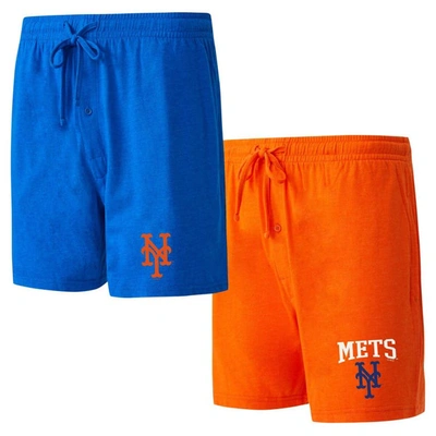 Concepts Sport Men's  Royal, Orange New York Mets Two-pack Meter Sleep Shorts In Royal,orange