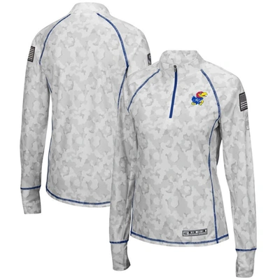 Colosseum Camo Kansas Jayhawks Oht Military Appreciation Officer Arctic Lightweight Quarter-zip Top