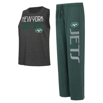 Concepts Sport Green/black New York Jets Muscle Tank Top & Pants Lounge Set