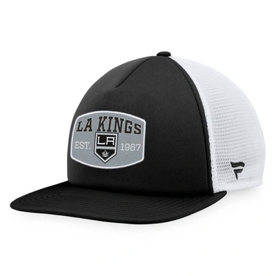 Fanatics Branded Black/white Los Angeles Kings Foam Front Patch Trucker Snapback Hat In Black,white