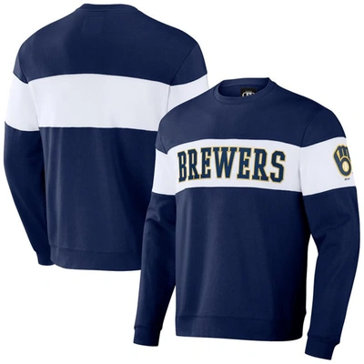 Darius Rucker Collection By Fanatics Navy Milwaukee Brewers Stripe Pullover Sweatshirt