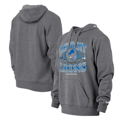 New Era Heather Gray Detroit Lions Retro Pullover Hoodie