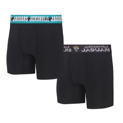 Concepts Sport Jacksonville Jaguars Gauge Knit Boxer Brief Two-pack In Black
